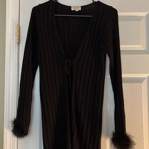 MKM Designs Long Duster Cardigan with faux fur cuff